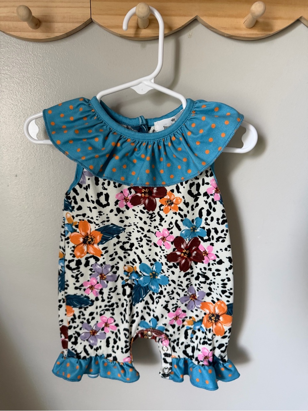 Marie Nicole Girls 0-3M Floral Knit Romper Multicolor Sleeveless Ruffle Snap